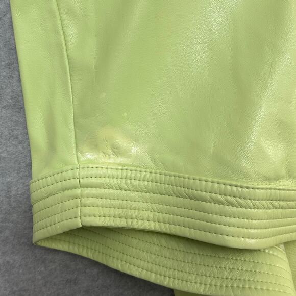 House of Harlow 1960 Shirt Dress Vegan Leather WMNS L Lime Green Utility Midi - Picture 7 of 13